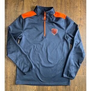 Mens NFL Chicago Bears Quarter Zip Pullover Jacket Orange Blue Size M